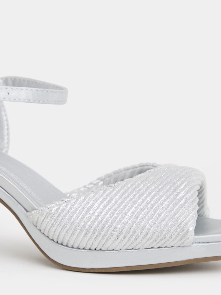 JD Williams Silver Wide Fit Pleated Two Part Heels - Image 4 of 4 JD Williams Silver Wide Fit Pleated Two Part Heels - Image 4 of 4