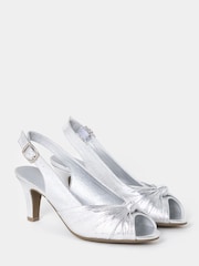 JD Williams Silver Wide Fit Peep Toe Heels - Image 2 of 4