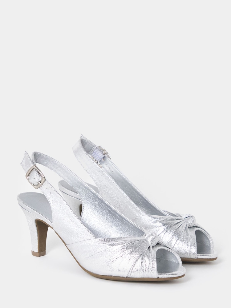 JD Williams Silver Wide Fit Peep Toe Heels - Image 2 of 4 JD Williams Silver Wide Fit Peep Toe Heels - Image 2 of 4
