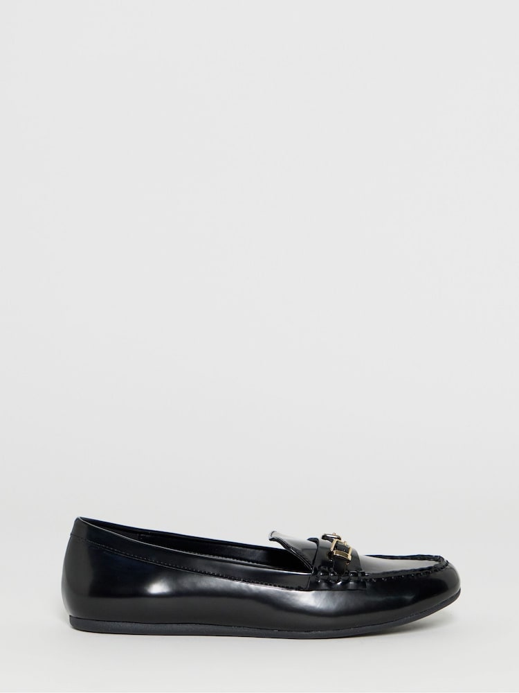 JD Williams Black Wide Fit Buckle Detail Loafers - Image 2 of 4 JD Williams Black Wide Fit Buckle Detail Loafers - Image 2 of 4