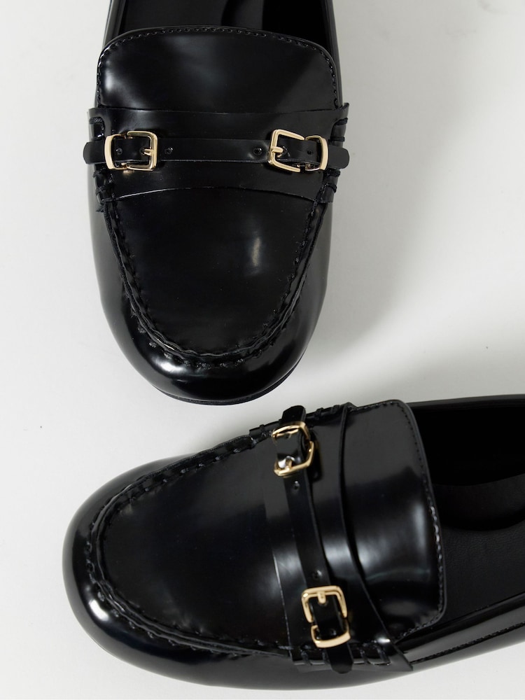 JD Williams Black Wide Fit Buckle Detail Loafers - Image 4 of 4 JD Williams Black Wide Fit Buckle Detail Loafers - Image 4 of 4