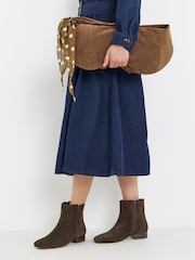 JD Williams Brown Wide Fit Suede Ankle Boots - Image 1 of 4
