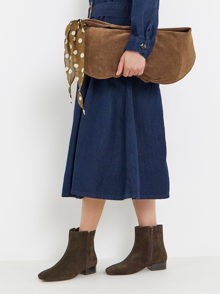 JD Williams Brown Wide Fit Suede Ankle Boots - Image 1 of 4