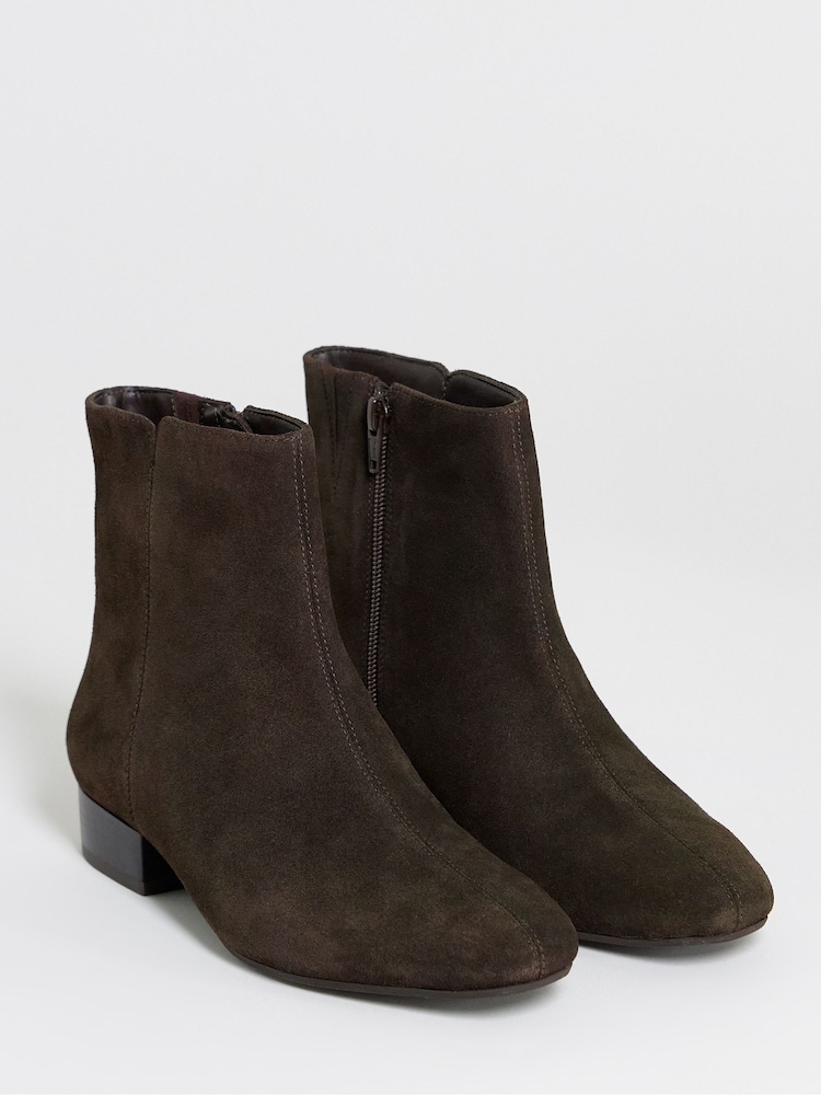 JD Williams Brown Wide Fit Suede Ankle Boots - Image 2 of 4