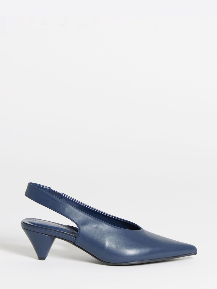JD Williams Blue Slingback Pointed Heel Sandals - Image 2 of 4 JD Williams Blue Slingback Pointed Heel Sandals - Image 2 of 4