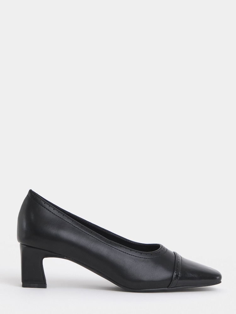 JD Williams Black Wide Fit Flared Block Heel Shoes - Image 1 of 4 JD Williams Black Wide Fit Flared Block Heel Shoes - Image 1 of 4
