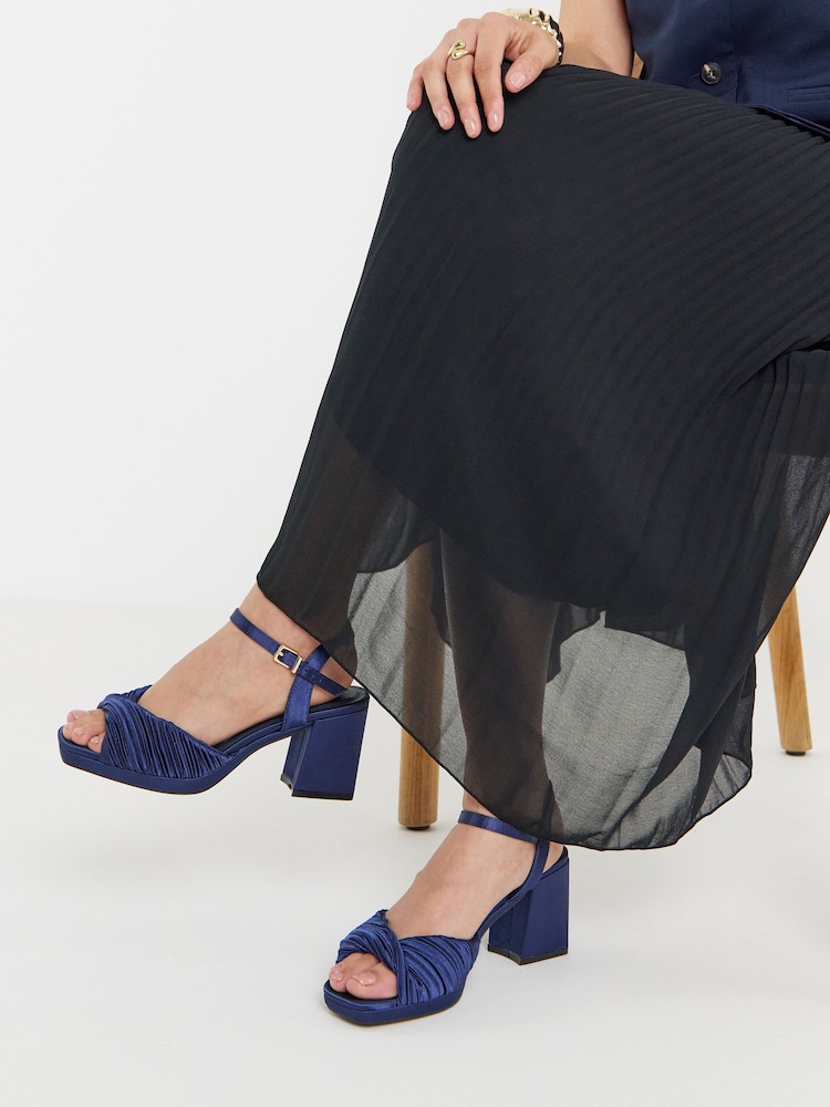 JD Williams Blue Extra Wide Fit Pleated Two Part Heels - Image 1 of 4 JD Williams Blue Extra Wide Fit Pleated Two Part Heels - Image 1 of 4