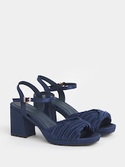 JD Williams Blue Extra Wide Fit Pleated Two Part Heels - Image 3 of 4