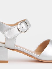 JD Williams Silver Two Part Block Heel Sandals - Image 3 of 4