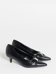 JD Williams Black Wide Fit Hardware Detail Court Shoes - Image 2 of 4