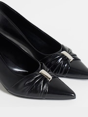 JD Williams Black Wide Fit Hardware Detail Court Shoes - Image 4 of 4