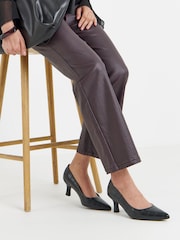 JD Williams Black Pointed Toe Kitten Heel Shoes - Image 1 of 4