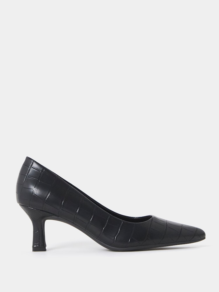 JD Williams Black Pointed Toe Kitten Heel Shoes - Image 2 of 4 JD Williams Black Pointed Toe Kitten Heel Shoes - Image 2 of 4