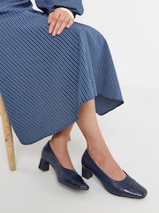 JD Williams Blue Wide Fit Flared Block Heel Shoes - Image 1 of 4