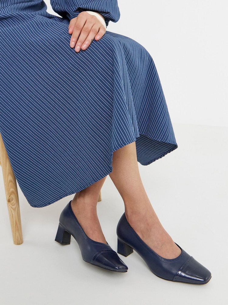 JD Williams Blue Wide Fit Flared Block Heel Shoes - Image 1 of 4 JD Williams Blue Wide Fit Flared Block Heel Shoes - Image 1 of 4