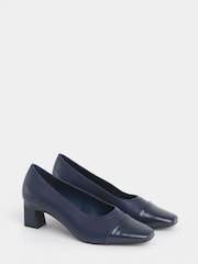 JD Williams Blue Wide Fit Flared Block Heel Shoes - Image 3 of 4