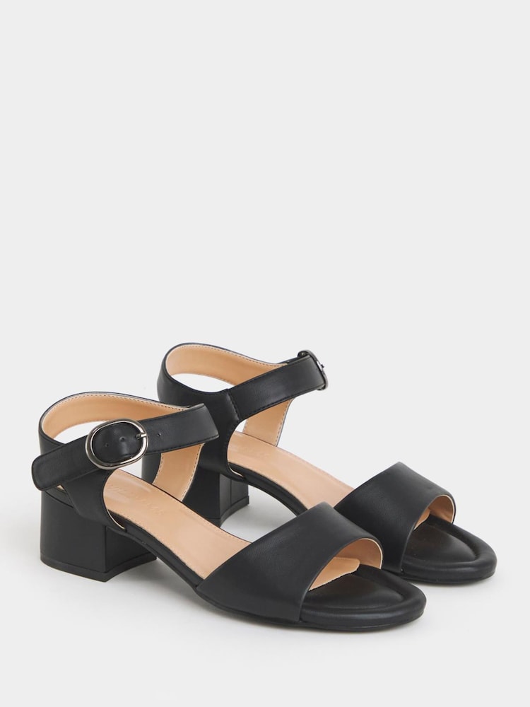 JD Williams Black Extra Wide Fit Two Part Block Heel Sandals - Image 2 of 4 JD Williams Black Extra Wide Fit Two Part Block Heel Sandals - Image 2 of 4