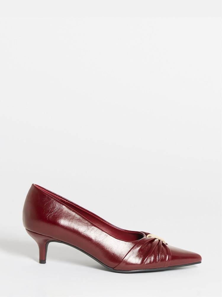 JD Williams Red Wide Fit Hardware Detail Court Shoes - Image 2 of 4 JD Williams Red Wide Fit Hardware Detail Court Shoes - Image 2 of 4