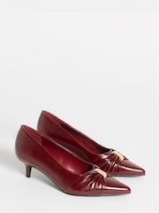 JD Williams Red Wide Fit Hardware Detail Court Shoes - Image 3 of 4