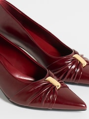 JD Williams Red Wide Fit Hardware Detail Court Shoes - Image 4 of 4
