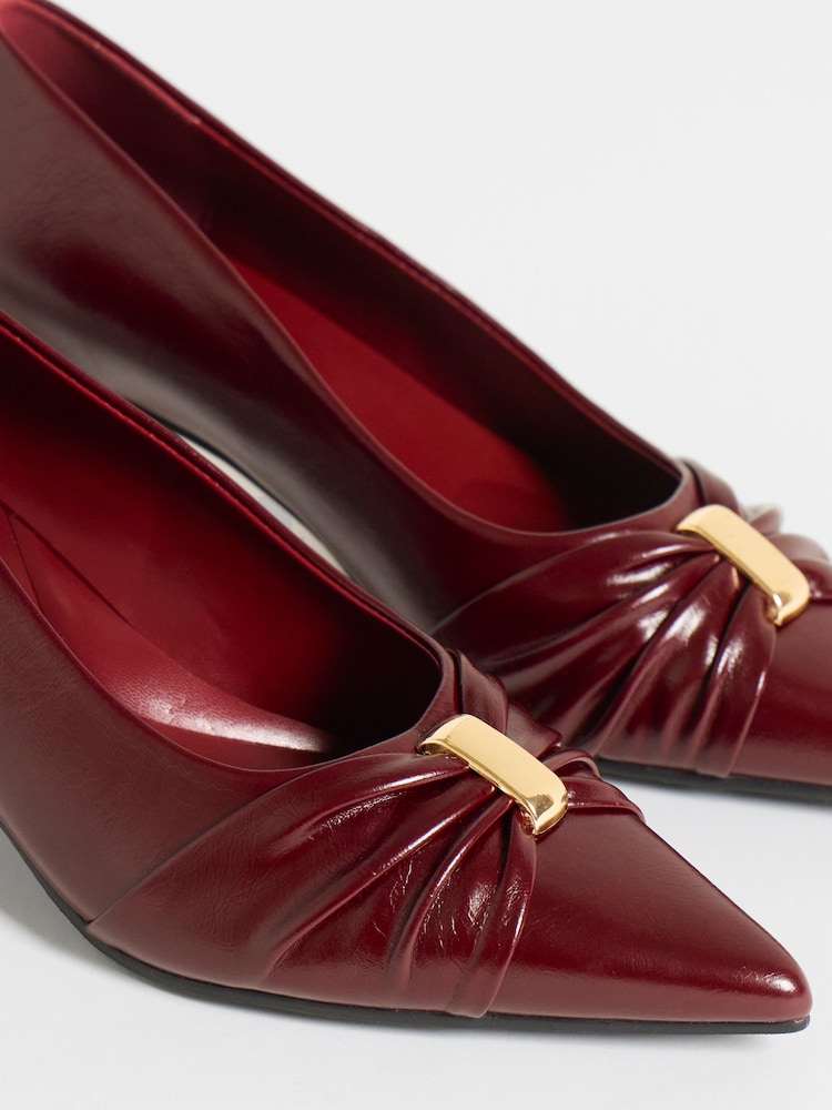 JD Williams Red Wide Fit Hardware Detail Court Shoes - Image 4 of 4 JD Williams Red Wide Fit Hardware Detail Court Shoes - Image 4 of 4