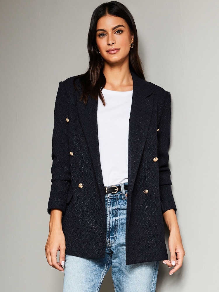 Bouclé, Marineblau - Lipsy Blazer - Bild 4 von 4 Bouclé, Marineblau - Lipsy Blazer - Bild 4 von 4