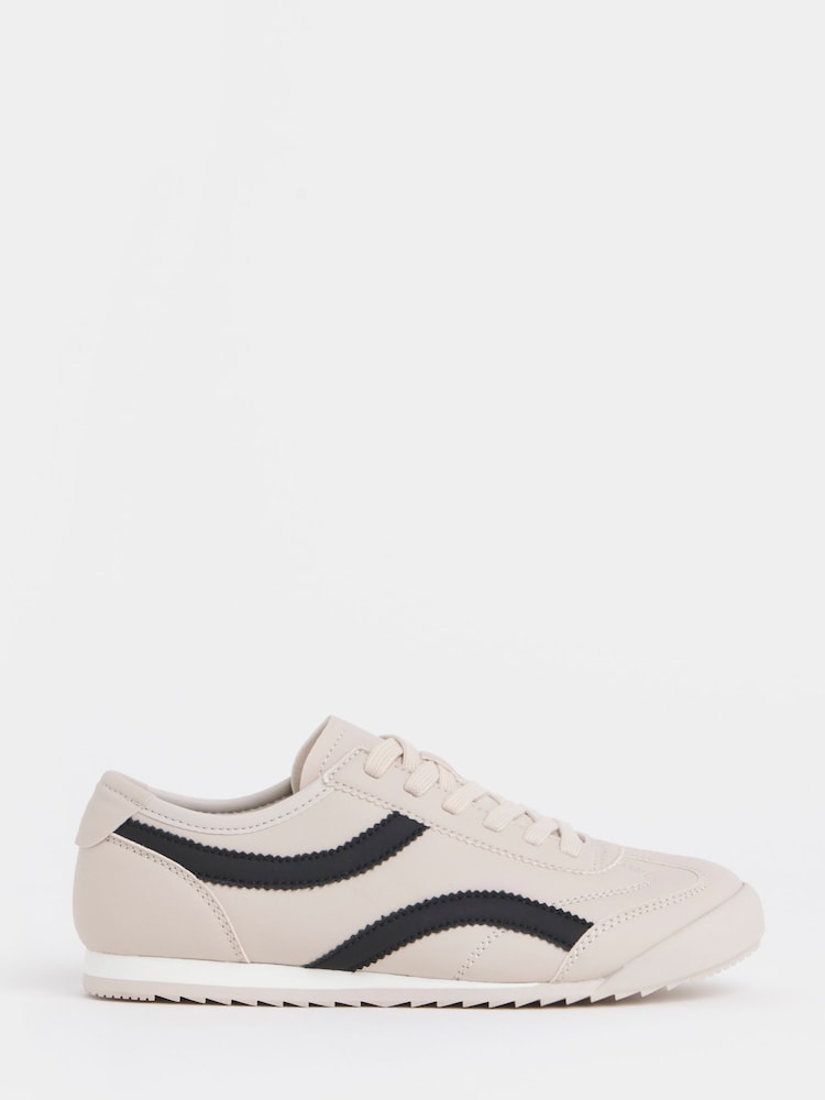 JD Williams Cream Retro Slim Trainers - Image 2 of 4 JD Williams Cream Retro Slim Trainers - Image 2 of 4