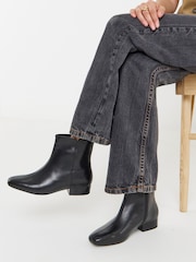 JD Williams Black Wide Fit Leather Ankle Boots - Image 1 of 4