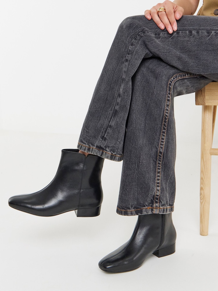 JD Williams Black Wide Fit Leather Ankle Boots - Image 1 of 4 JD Williams Black Wide Fit Leather Ankle Boots - Image 1 of 4