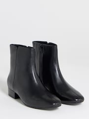 JD Williams Black Wide Fit Leather Ankle Boots - Image 2 of 4