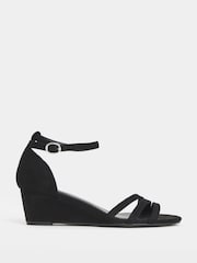 JD Williams Black Extra Wide Fit Wedge Two Part Heels - Image 2 of 4