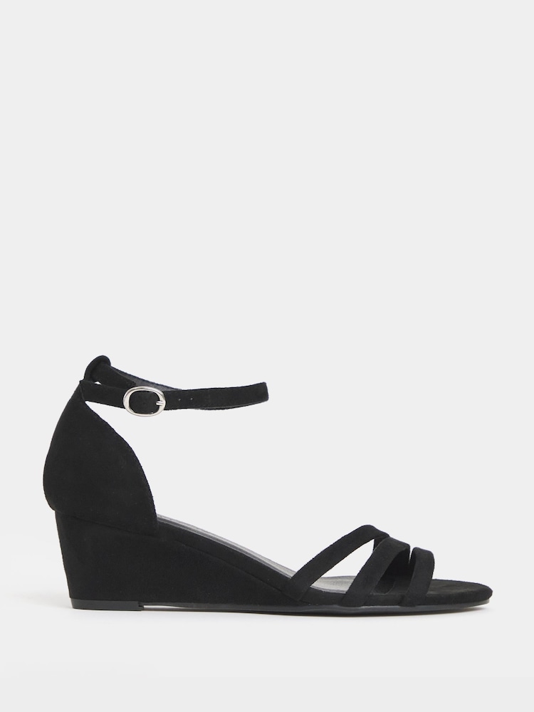 JD Williams Black Extra Wide Fit Wedge Two Part Heels - Image 2 of 4 JD Williams Black Extra Wide Fit Wedge Two Part Heels - Image 2 of 4