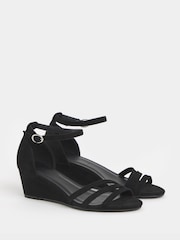 JD Williams Black Extra Wide Fit Wedge Two Part Heels - Image 3 of 4