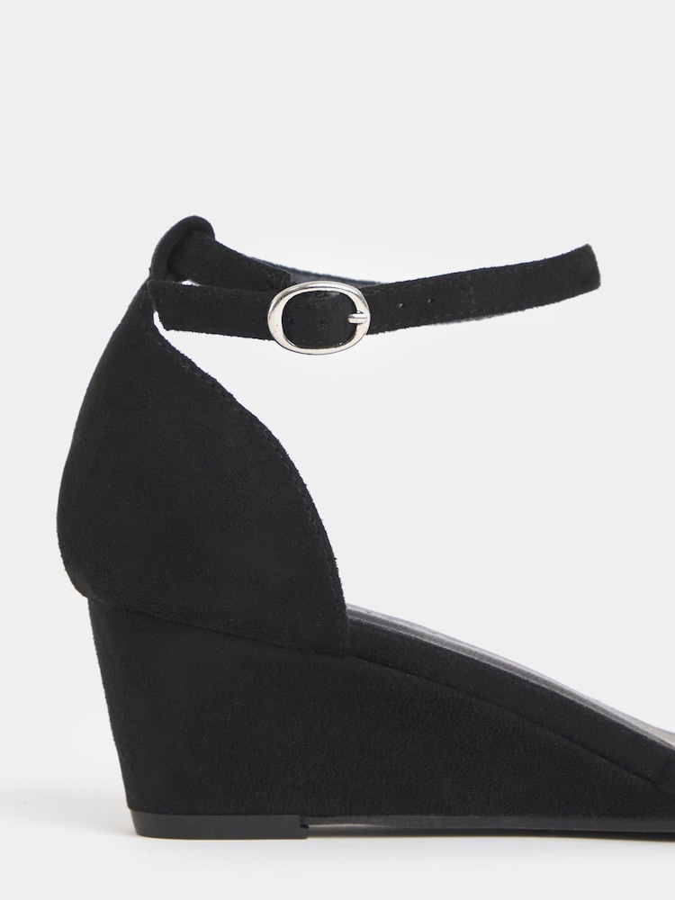 JD Williams Black Extra Wide Fit Wedge Two Part Heels - Image 4 of 4 JD Williams Black Extra Wide Fit Wedge Two Part Heels - Image 4 of 4