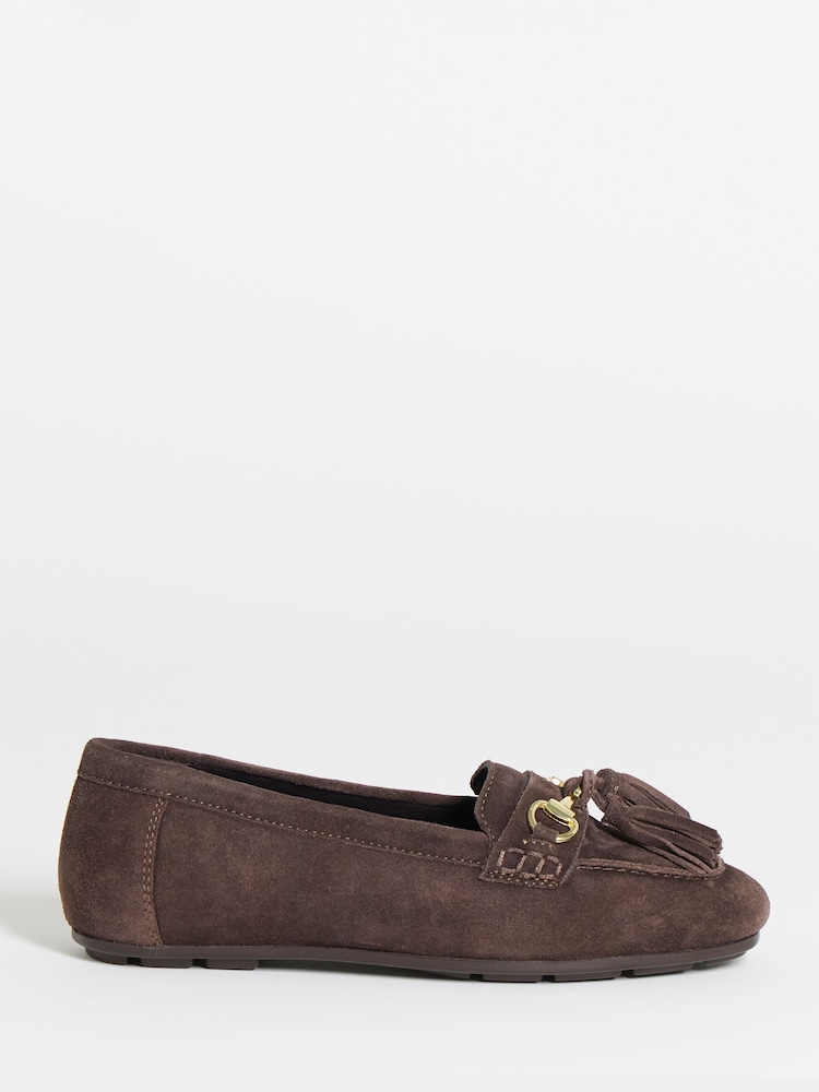 JD Williams Brown Extra Wide Fit Tassle Detail Flat Loafers - Image 2 of 4 JD Williams Brown Extra Wide Fit Tassle Detail Flat Loafers - Image 2 of 4
