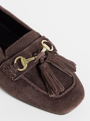 JD Williams Brown Extra Wide Fit Tassle Detail Flat Loafers - Image 4 of 4