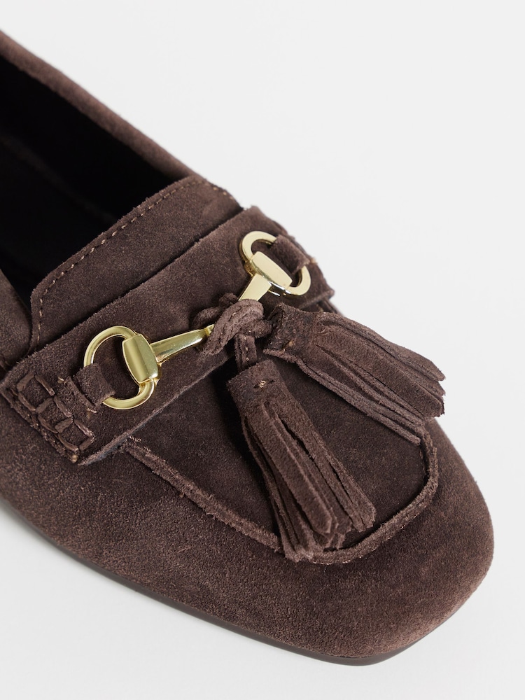 JD Williams Brown Extra Wide Fit Tassle Detail Flat Loafers - Image 4 of 4 JD Williams Brown Extra Wide Fit Tassle Detail Flat Loafers - Image 4 of 4