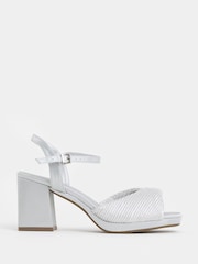 JD Williams Silver Extra Wide Fit Pleated Two Part Heels - Image 2 of 4