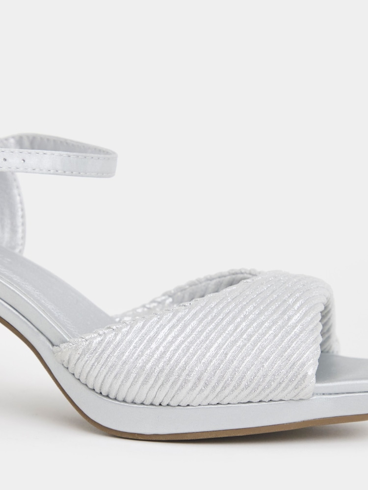 JD Williams Silver Extra Wide Fit Pleated Two Part Heels - Image 4 of 4 JD Williams Silver Extra Wide Fit Pleated Two Part Heels - Image 4 of 4