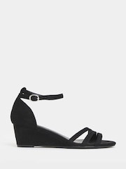 JD Williams Black Wide Fit Wedge Two Part Heels - Image 2 of 4