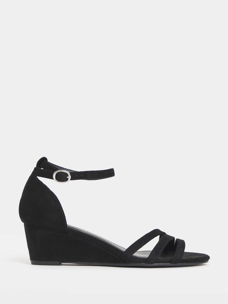 JD Williams Black Wide Fit Wedge Two Part Heels - Image 2 of 4 JD Williams Black Wide Fit Wedge Two Part Heels - Image 2 of 4
