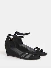 JD Williams Black Wide Fit Wedge Two Part Heels - Image 3 of 4