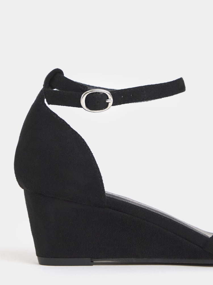 JD Williams Black Wide Fit Wedge Two Part Heels - Image 4 of 4 JD Williams Black Wide Fit Wedge Two Part Heels - Image 4 of 4