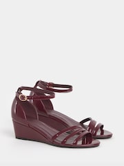 JD Williams Red Extra Wide Fit Wedge Two Part Heels - Image 3 of 4