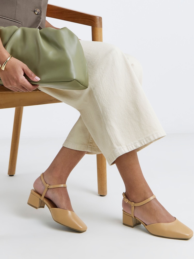 JD Williams Natural Extra Wide Fit Two Part Heeled Shoes - Image 1 of 3