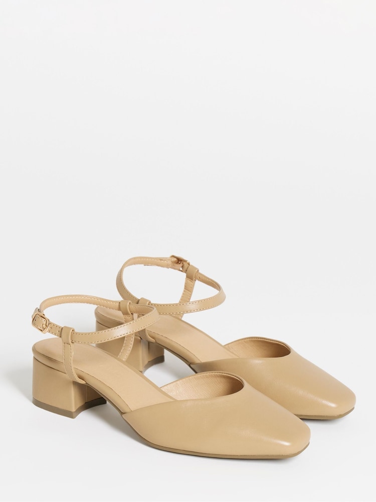 JD Williams Natural Extra Wide Fit Two Part Heeled Shoes - Image 2 of 3