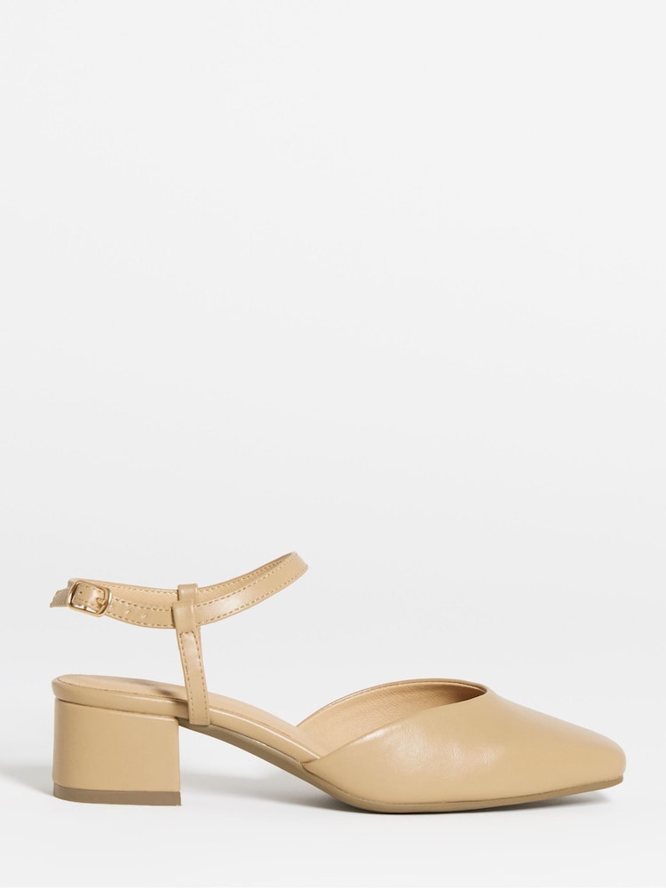 JD Williams Natural Extra Wide Fit Two Part Heeled Shoes - Image 3 of 3