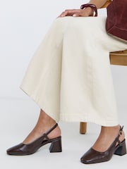 JD Williams Brown Block Heel Slingback Shoes - Image 1 of 4