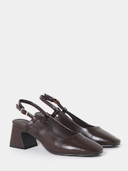 JD Williams Brown Block Heel Slingback Shoes - Image 2 of 4