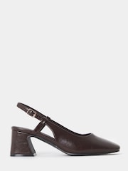 JD Williams Brown Block Heel Slingback Shoes - Image 3 of 4